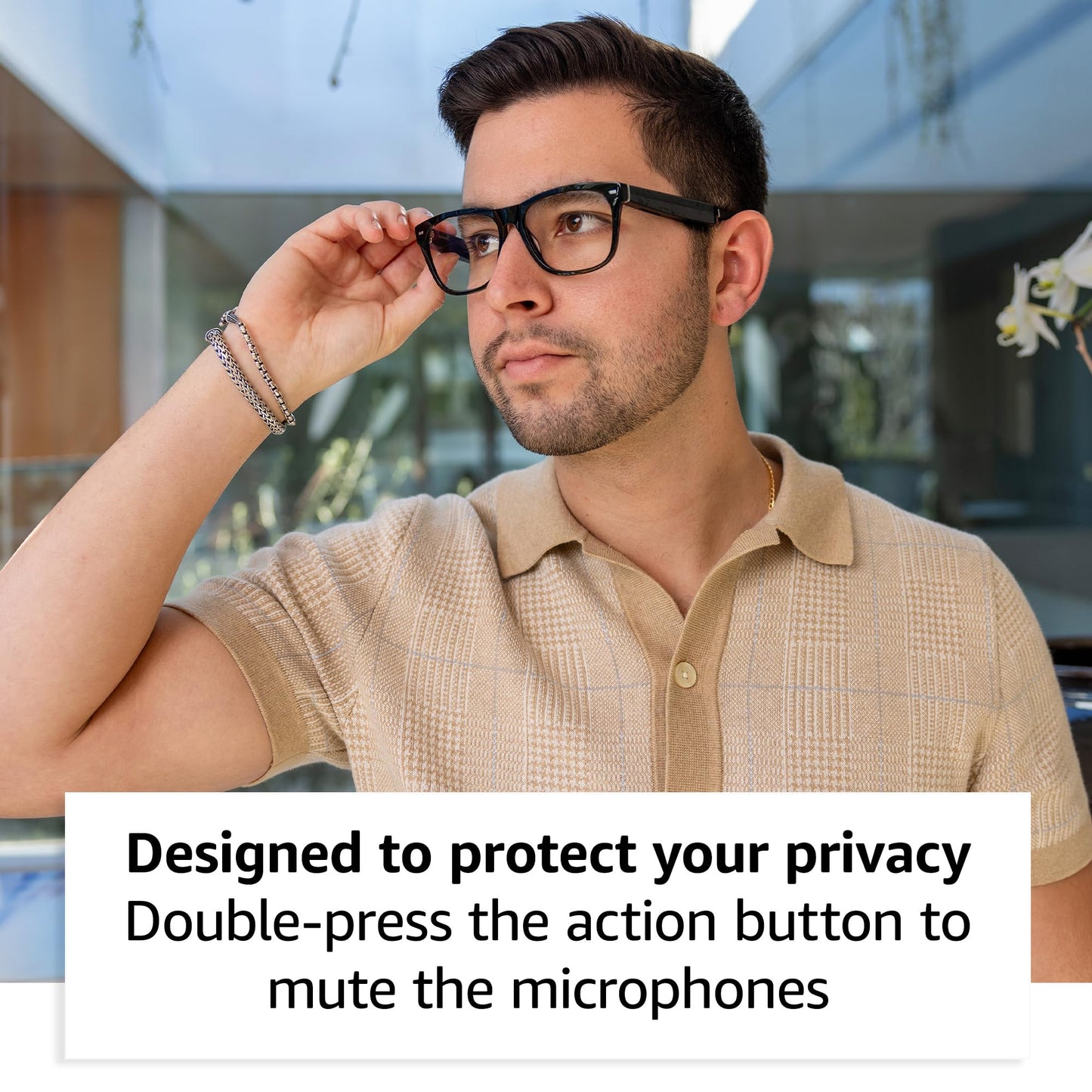 Amazon Echo Frames (newest model) + Echo Show 8 (newest model), Smart Glasses with Alexa, Square frames in Classic Black with prescription ready lenses