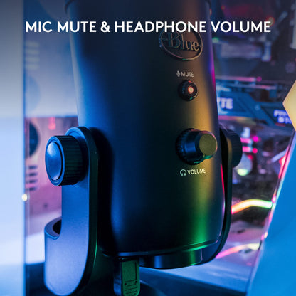 Logitech for Creators Blue Yeti USB Microphone for Gaming, Streaming, Podcast, YouTube, Discord, PC, Studio Sound, Plug & Play-Blackout