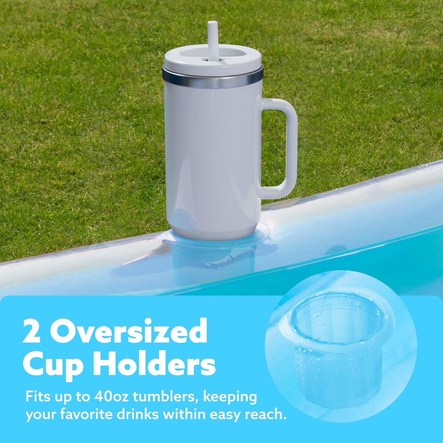 SLOOSH Inflatable Tanning Pool Lounger Float, 85" x 57" Extra Large Pool Floats Adult with Pillow, 4 in 1 Suntan Tub Raft Floatie,Sunbathing Bed Lounge for Water Blow Up Ball Pit Party Gifts, XL-Blue