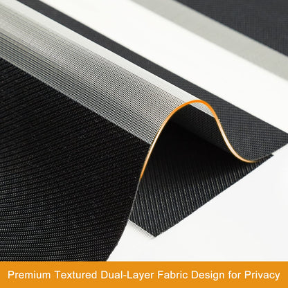 Persilux Blackout Zebra Roller Window Shades Dual Layer (30" W X 72" H, Black) Roller Sheer Shades Light Filtering UV and Privacy Protection for Day and Night Window Shades for Home and Office
