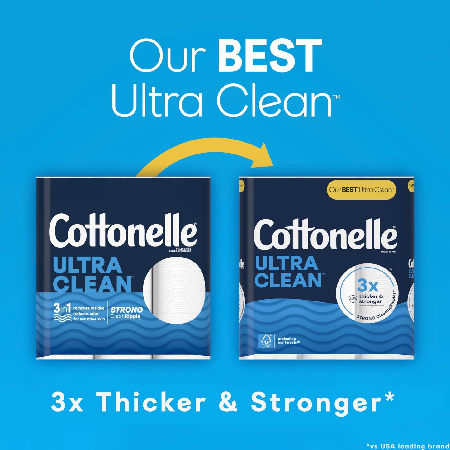 Cottonelle Ultra Clean Toilet Paper with Active CleaningRipples Texture, 32 Family Mega Rolls (32 Family Mega Rolls = 176 Regular Rolls) (8 Packs of 4), 353 Sheets Per Roll, Packaging May Vary