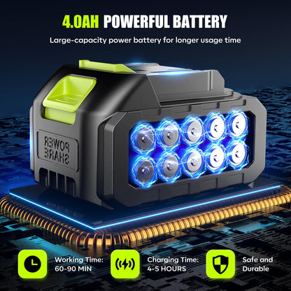 YKYI Cordless Pressure Washer Battery Powered, 30 Speed Level, 1200 PSI Portable Power Washer with 6-in-1 Nozzle, 24FT High-Elastic Hose, Handheld Pressure Washer for Car, Garden Cleaning (Gray)