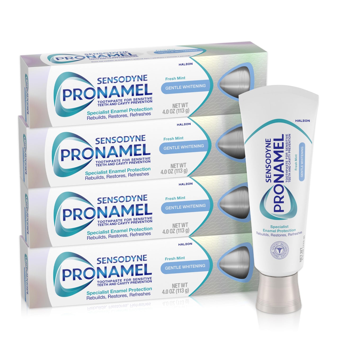 Sensodyne Pronamel Gentle Teeth Whitening Enamel Toothpaste for Sensitive Teeth, to Reharden and Strengthen Enamel, Amazon Exclusive, Fresh Mint - 4 Ounces (Pack of 4)