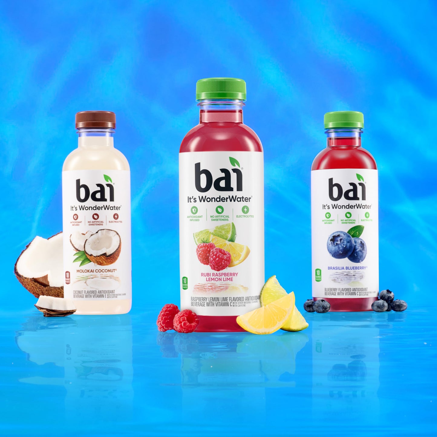 Bai Antioxidant Infused Water Beverage, Raspberry Lemon Lime, with Vitamin C and No Artificial Sweeteners, 18 Fluid Ounce Bottle, 12 Pack