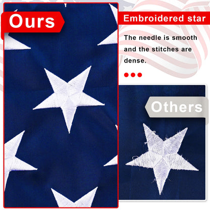 VIPPER American Flag 3x5 FT Outdoor - USA Heavy duty Nylon US Flags with Embroidered Stars, Sewn Stripes and Brass Grommets