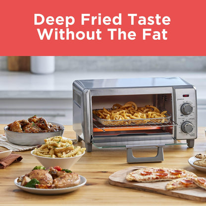 BLACK+DECKER 4-Slice Crisp 'N Bake Air Fry Toaster Oven,TO1787SS-RFP, 4-Slice, 5 Cooking Functions, 30 Minute Timer, Stainless Steel