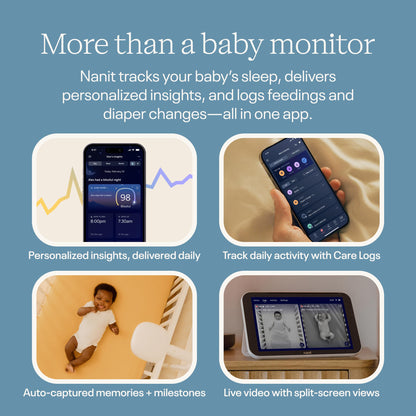 Nanit Smart Baby Monitor System with Floor Stand - Crystal-Clear Video, Real-Time Notifications, Sleep Insights - 8-inch Display/App Integration - Baby Must Haves for Parents