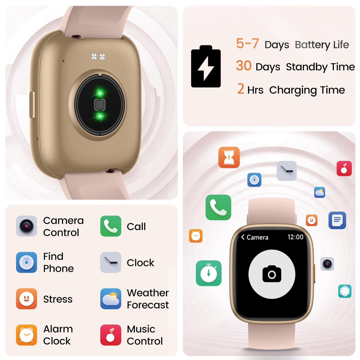 Smart Watch with Alexa Built-in, 1.83" HD Touchscreen Fitness Tracker with Bluetooth Calling, Fitness Watch with Heart Rate/Sleep Monitor/120+ Sports, IP68 Waterproof Smartwatch for Android iOS, Pink