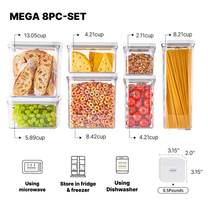 VAKUEN Premium Airtight Food Storage Containers Mega 8P/Set. Total 46.11cup, 7pcs Container and Vacuum Sealer. Smart One-Click Seal Lid, Patented Double Silicone Lining, 100% Leak Proof, BPA-FREE