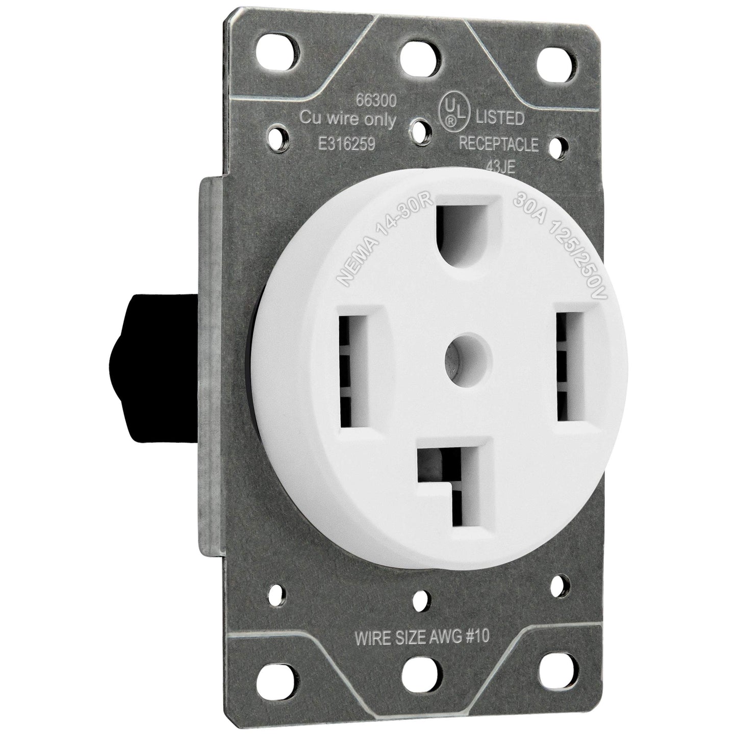 ENERLITES 30 Amp Dryer Receptacle Outlet, NEMA 14-30R | Residential Commercial Industrial Grade, Outdoor/Indoor, 3-Pole, 4 Wire, (10,8,6,4) AWG, | 125/250V, 66300-W, White (Pack of 2)