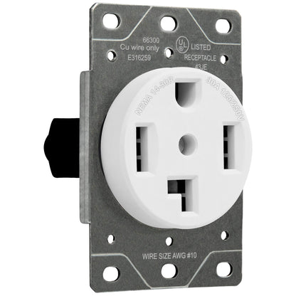 ENERLITES 30 Amp Dryer Receptacle Outlet, NEMA 14-30R | Residential Commercial Industrial Grade, Outdoor/Indoor, 3-Pole, 4 Wire, (10,8,6,4) AWG, | 125/250V, 66300-W, White (Pack of 2)