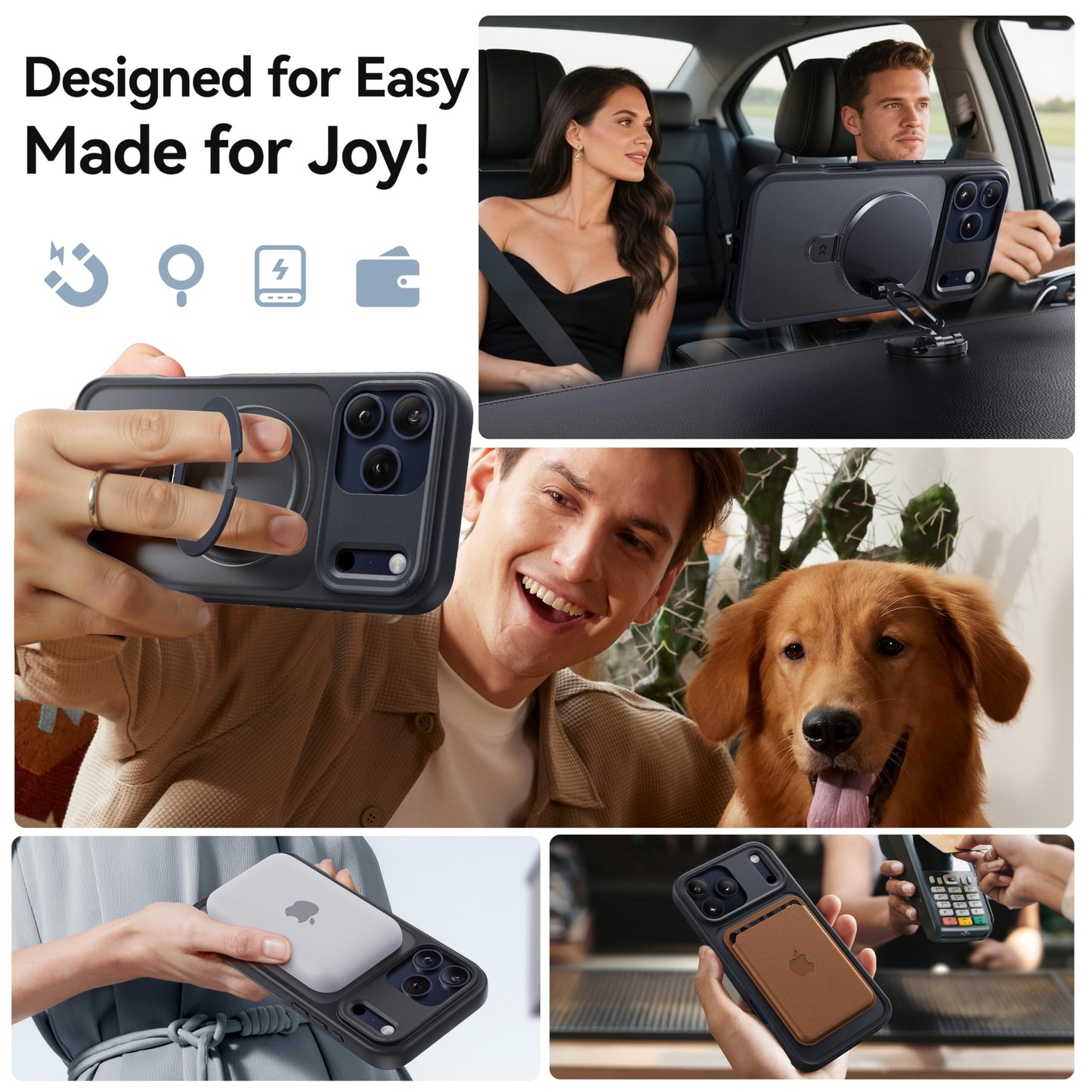 CASEKOO [Instant Black] for iPhone 17 Pro Case with Magnetic Ring Stand [Military Drop Protection] [Fit for MagSafe] Shockproof Translucent Matte Slim Phone Cover for iPhone 17 Pro Case 6.3 Inch