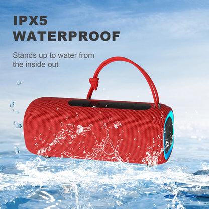 PEICHENG Bluetooth Speaker, Portable Wireless Clear Loud Stereo Sound IPX5 Waterproof with RGB Lights BT5.3 Long Playtime TWS Pairing,for Home Party Outdoor Beach,Great Gift Choice (Red)