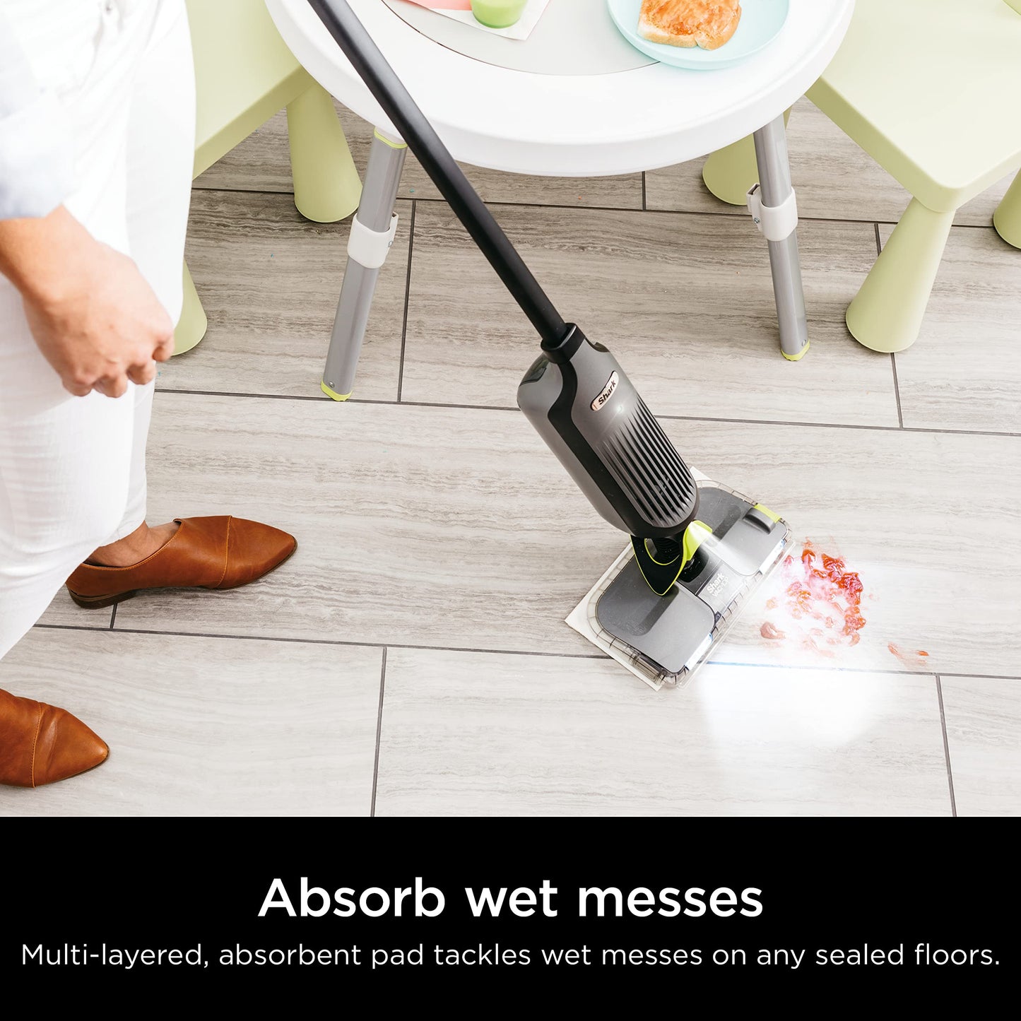 Shark VACMOP Pro Cordless Hard Floor Vacuum Mop with On-Demand Spray and Headlights, includes 4 Disposable VACMOP Pads and a 12oz VACMOP solution, Charcoal Gray, VM252