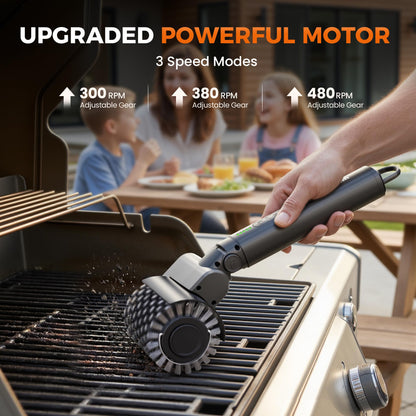 Leebein Electric Grill Brush for Outdoor, 2026 TikTok BBQ Grill Cleaner with 3 Heads, 3-Speed & Angle Adjust Cordless Rotary Grill Brush, 150Mins Runtime Grill Cleaning Brush for Barbecue Grates