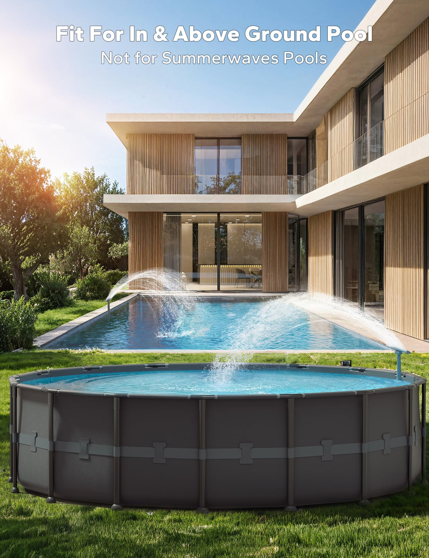 Pool Fountains for Above and In-ground Pools【Original by POOLHACKER】, Adjustable Whale Tail Waterfall Wide Width Pool Sprinkler Fountain for Relaxation & Cooling 10-20 Degrees