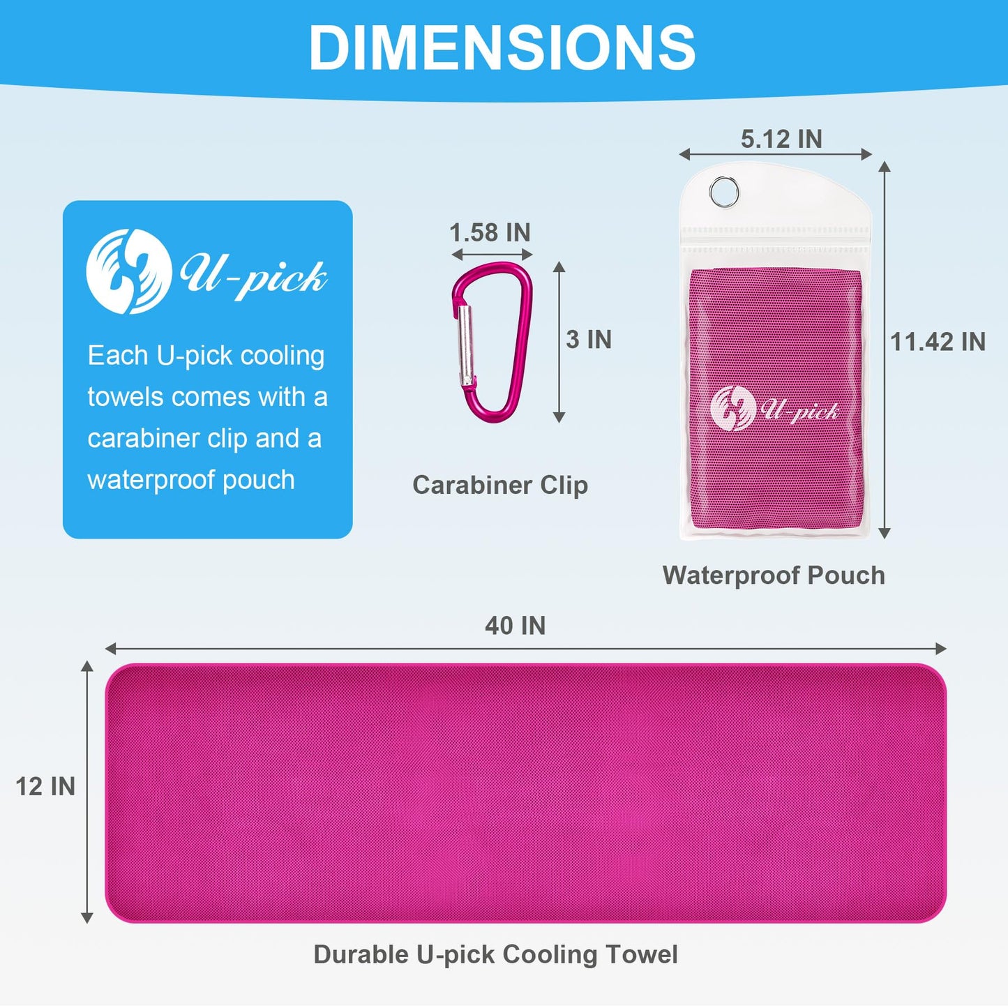 U-pick Cooling Towels Bulk [40"x12"] Stay Cool Neck Rags for Hot Weather Gym, Yoga, Workout, Golf, Sports, Camping,Travel
