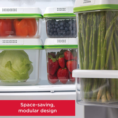 Rubbermaid FreshWorks Produce Saver, Medium and Large Food Storage Containers, 8-Piece Set, Stackable and Space-Efficient Design for Kitchen and Pantry Organization