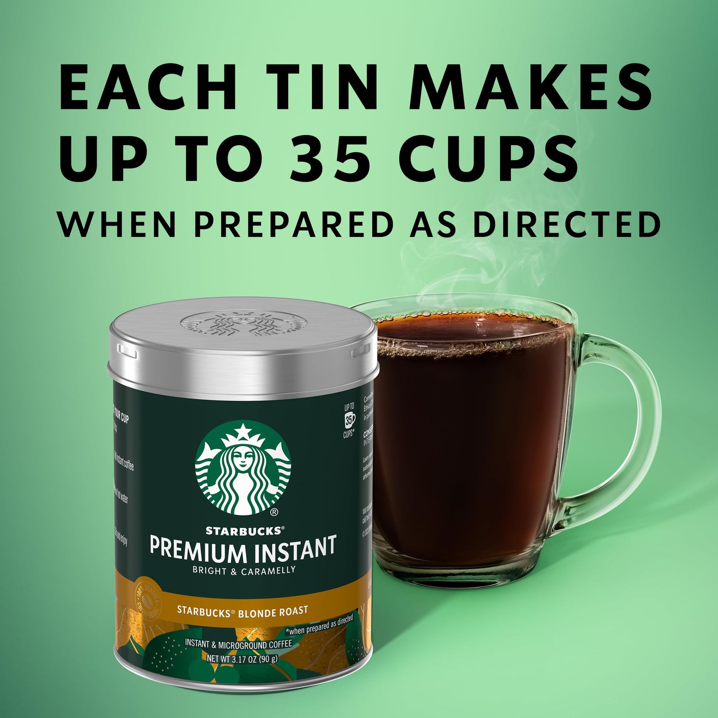 Starbucks Premium Instant Coffee, Blonde Roast, 100% Arabica Beans, 3 Pack (3.17 Oz Each)