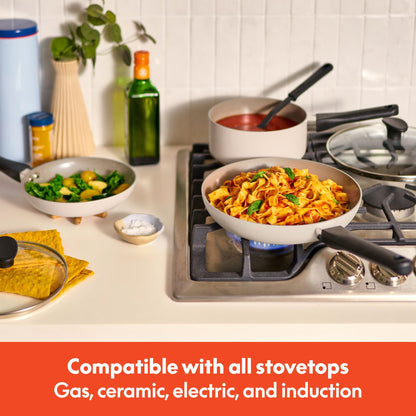 bella 21 Piece Kitchen Set with EverGood™ Ceramic Nonstick Coating, Dishwasher & Oven Safe, All Stovetops Compatible, Tempered Glass Lids & Cool Touch Handles, Oatmilk