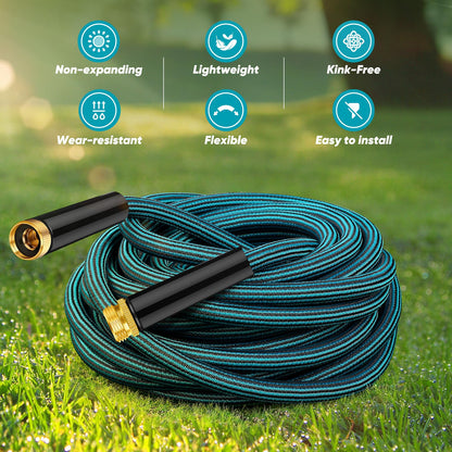 Garden Hose 50ft, Non-Expanding Water Hose Ultra Lightweight, Kink-Free, Sturdy, Flexible, Abrasion Resistant Hose for Yard, Lawn, Outdoor, Marine and Camper