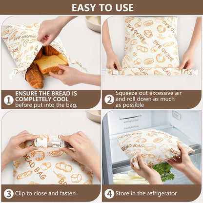 Reusable Beeswax Bread Bags(2 Pack), Beeswax Bags for Sourdough/Homemade Bread, Natural Cotton Bees Wax Bag, Fresh and Refrigerable, New Upgrade Food Storage Bag, Large Capacity and Portable