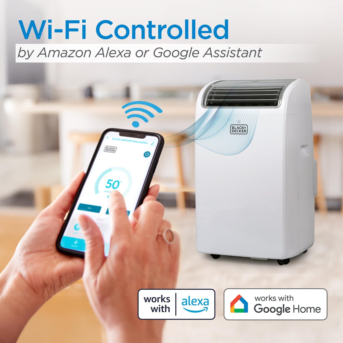 BLACK+DECKER Smart Portable Air Conditioner, 14,000 BTU for Rooms up to 700 Sq. Ft., Smart Portable AC with Follow Me Remote and Window Kit, BPACT14WT, White