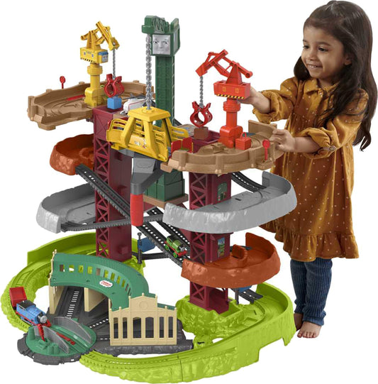 Thomas & Friends Multi-Level Toy Track Set, Trains & Cranes Super Tower with Thomas & Percy Engines for Preschool Kids Ages 3+ Years (Amazon Exclusive)