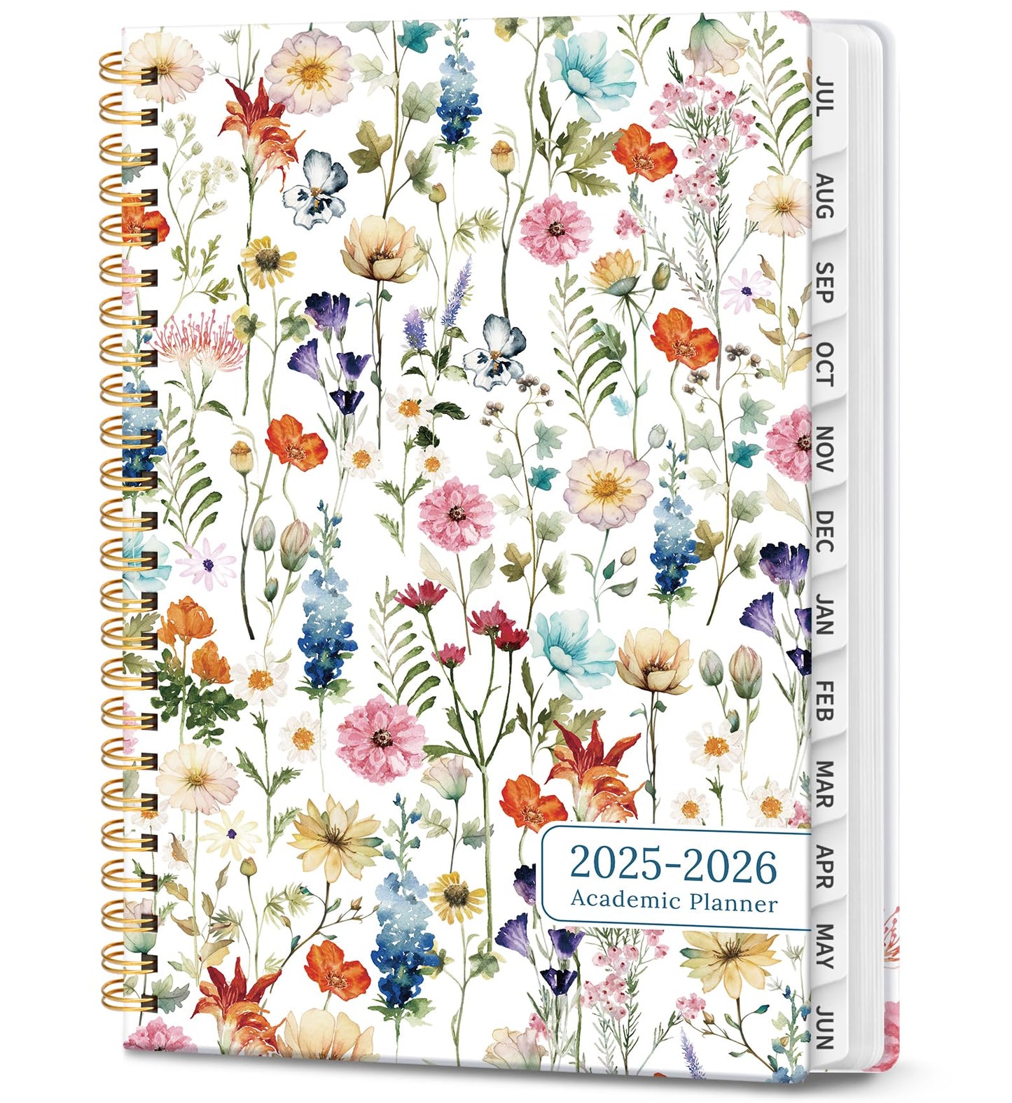 Planner 2025-2026, Academic Year Monthly and Weekly Calendar Planner, Jul 2025 - Jun 2026, Hardcover Teacher Student Planning Agenda book with Tabs, Perfect for School Office Supplies , 6.3" x 8.5" - Wildflower