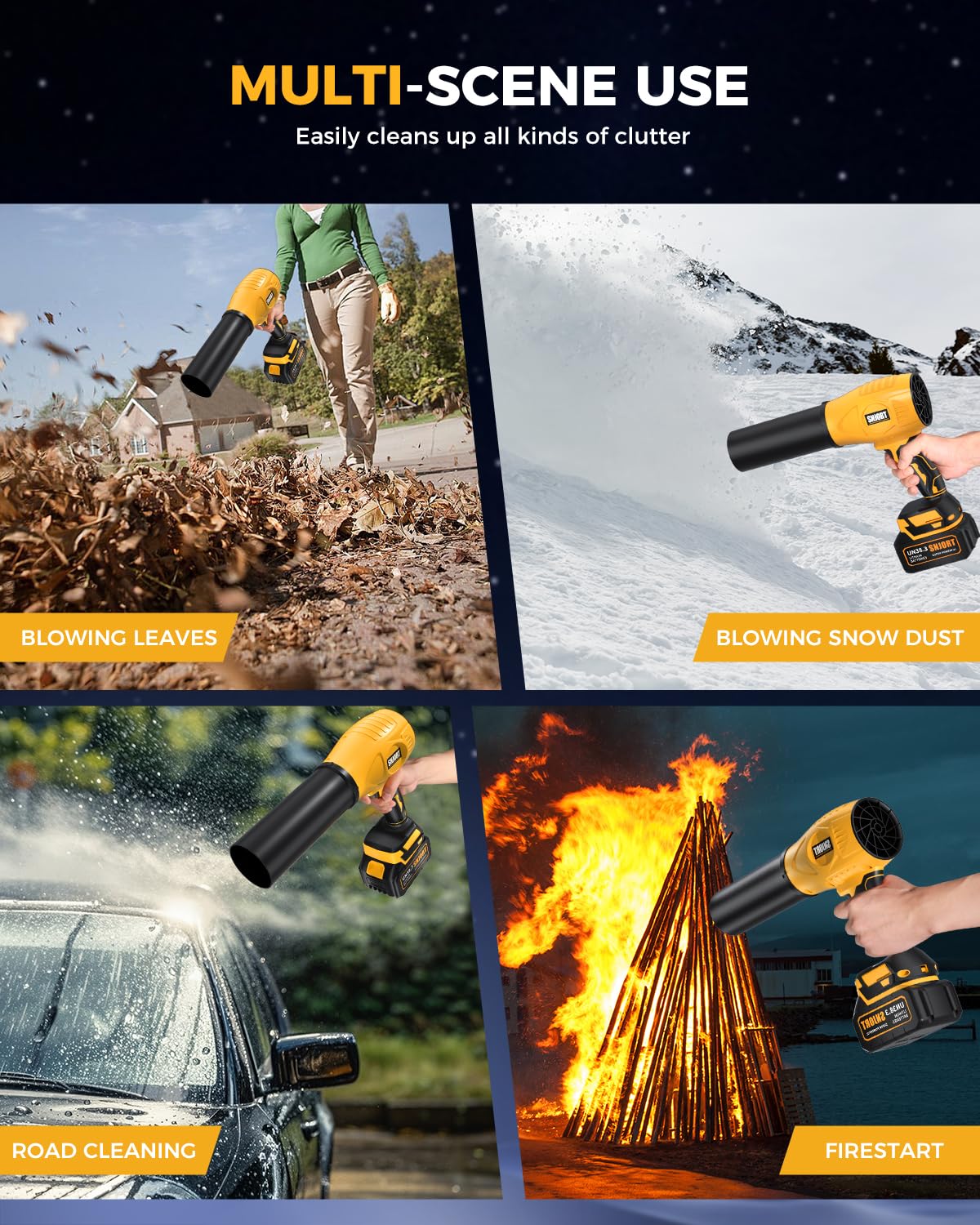 Leaf Blower Cordless with Battery and Charger, 500,000 RPM, Extended Nozzle, Lightweight Handheld Design,Blower for Patio Cleaning
