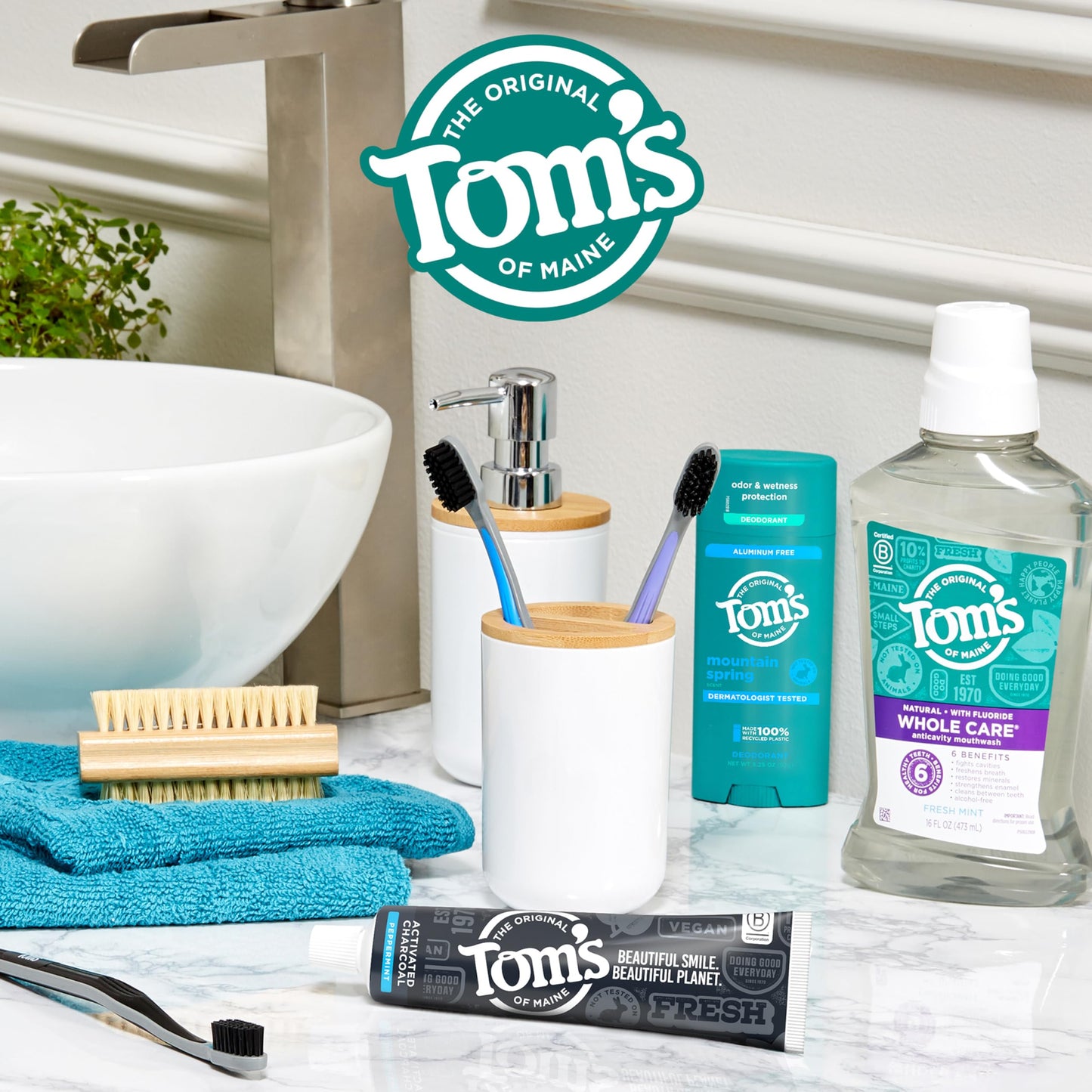 Tom’s of Maine Natural Activated Charcoal Toothpaste with Fluoride, Peppermint, 4.0 Oz (Pack of 3)