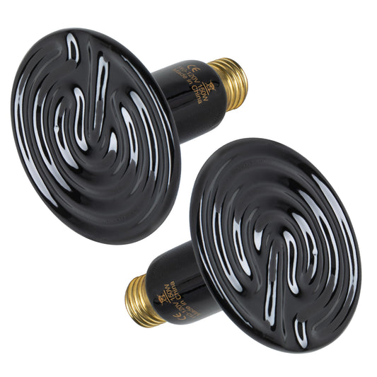 HealSmart 150W Reptile Heat Lamp Ceramic Heat Emitter, No Light Emitting Heat Bulbs, Suitable for Snake/Lizard/Spider, Plant Growth and Incubating Chicken, 2-Pack