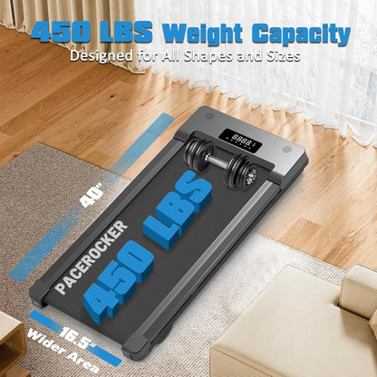 PACEROCKER Walking Pad Treadmill with 12% 9-Level Auto Incline, 450 lbs Capacity Bluetooth Speaker Under Desk Treadmills for Home Hiking, 5 MPH, Blue