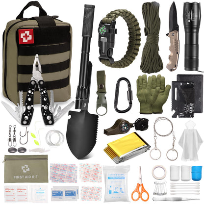 Vioview Emergency Survival Kit and First Aid Kit, Professional Survival Gear and Equipment Med Supplies with Molle Pouch and Emergency Tent, Outdoor Adventure, Hiking, Hunting, Gifts for Men Women