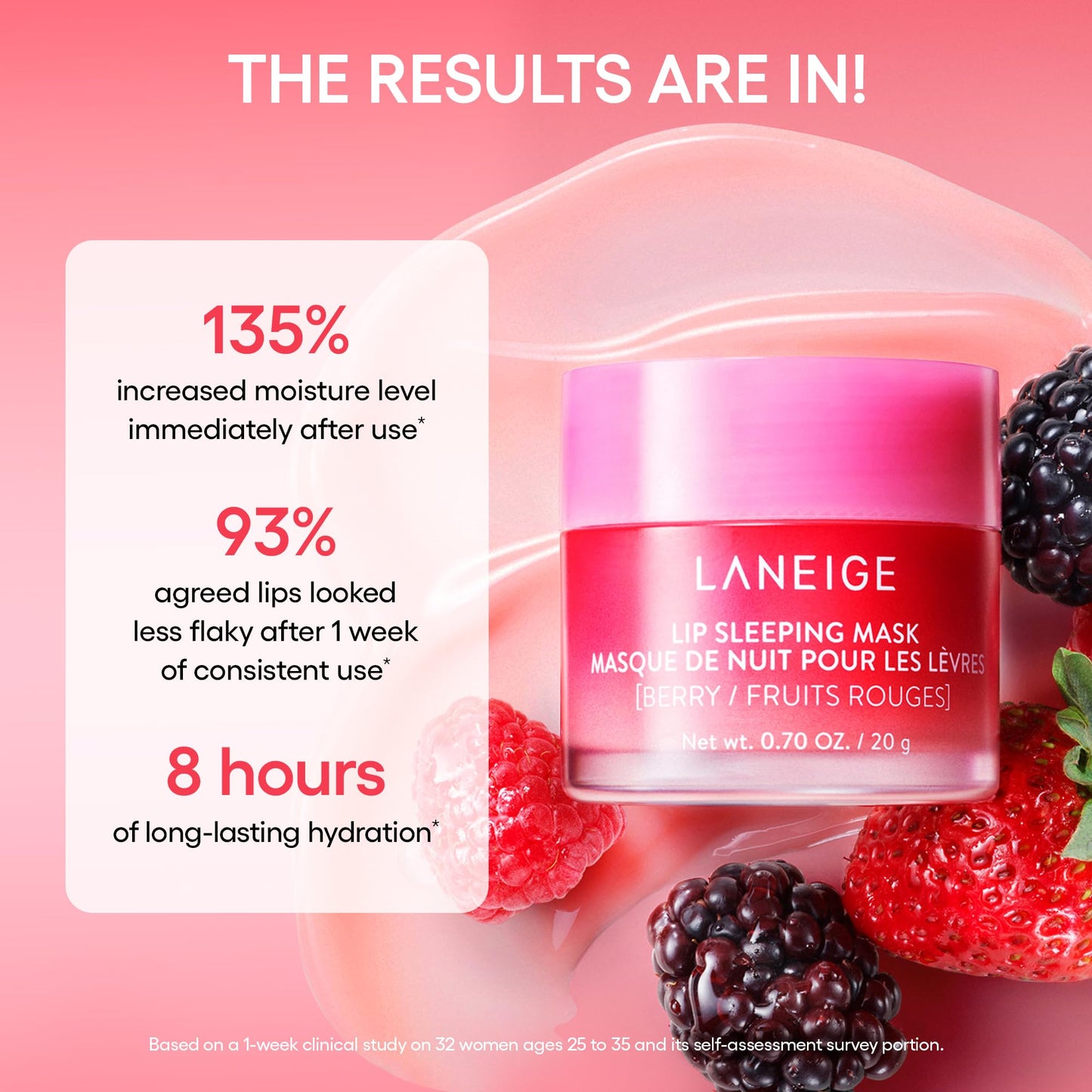 LANEIGE Lip Sleeping Mask, Berry: Nourishing Overnight Lip Treatment with Vitamin C, Shea & Murumuru Butter for Hydrating Dry, Flaky Lips