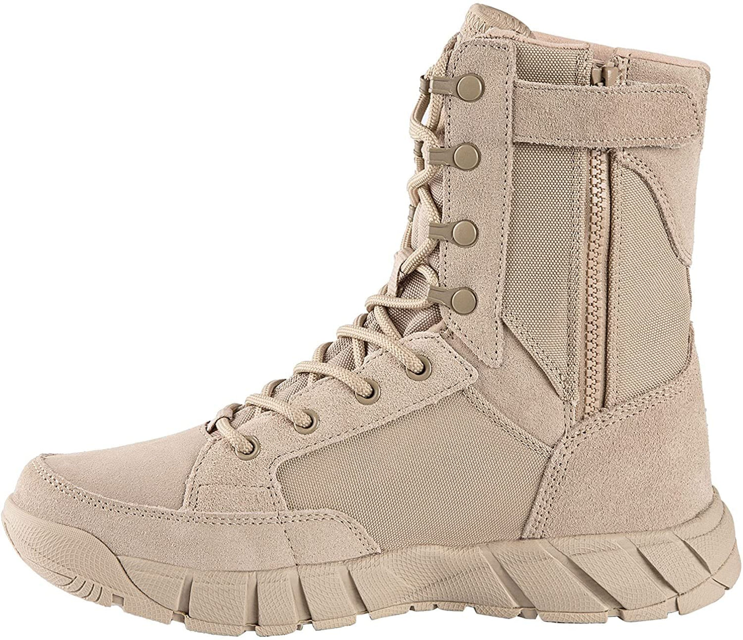 FREE SOLDIER Men's 8 Inch Tactical Side Zip Boots Military Army Work Boots Lightweight Combat Boot for Motorcycle Boot(Tan 10.5)