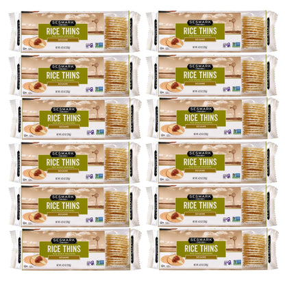 Sesmark Gluten Free Rice Thins Sesame - Non GMO Project Verified - 4.25 Oz. (Pack of 12)