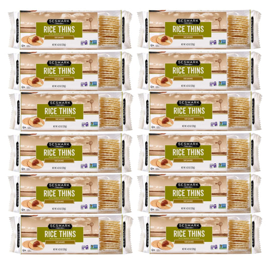 Sesmark Gluten Free Rice Thins Sesame - Non GMO Project Verified - 4.25 Oz. (Pack of 12)