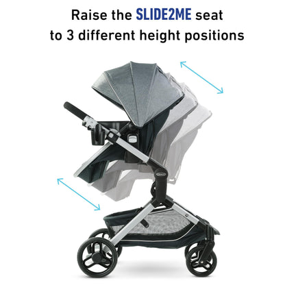 Graco Modes Nest Travel System, 3-in1 Modular Carseat Stroller Combo, Adjustable Slide2Me Infant Car Seat Carrier to Toddler Stroller, Includes the SnugRide DLX Infant Car Seat, Sullivan