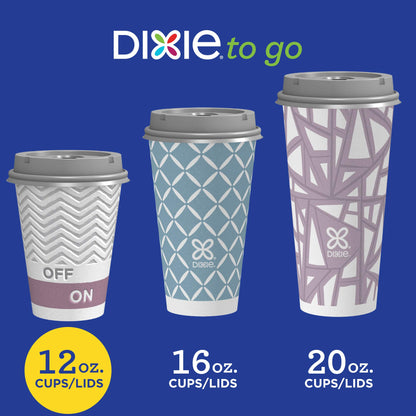 Dixie To Go Medium Paper Coffee Cups With Lids, 12 Oz, 156 Count, Disposable Cups For On-The-Go Hot Beverages