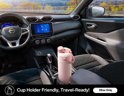 POWCAN 26 oz Insulated Water Bottle with 2-in-1 Straw and Spout Lid, Keep Cold 24H, Leak-Proof, Fits in Car Cup Holder, Stainless Steel Water Bottle for Sports, Travel, and School (Dark Knight)