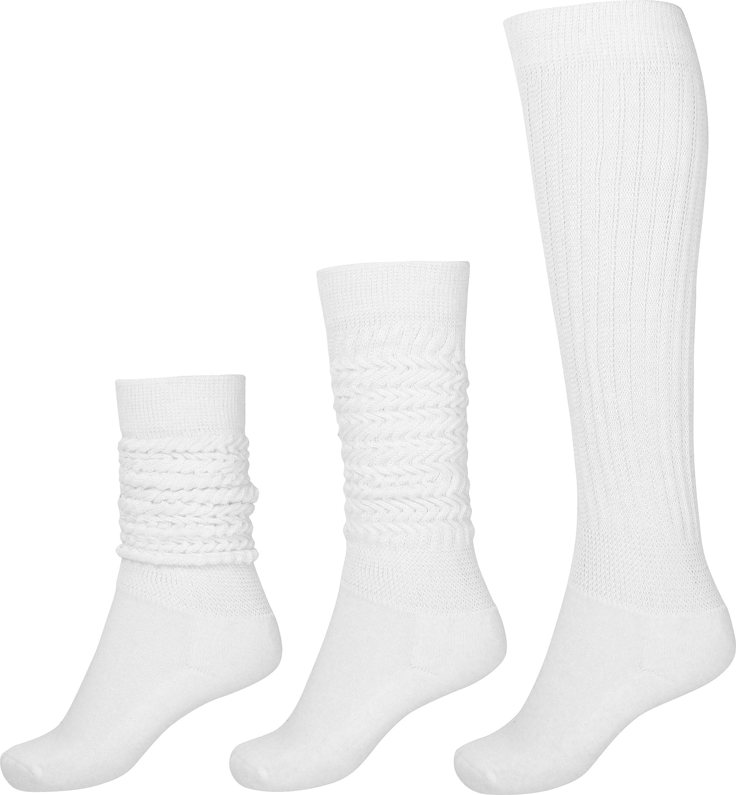 BomKinta Slouch Socks Women Thigh High Boot Socks Soft Scrunch Socks Size 5-11 3 Pair Pack White White White