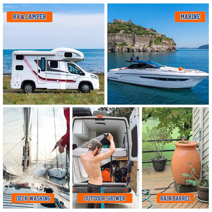 CYKLEKING 12V DC Water Pressure Pump,3.5GPM 45PSI Quiet On Demand RV Water Diaphragm Pump 12 Volt Self Priming Ideal for Camper,Boat,Marine,Travel Trailer,Washdown,Rain Barrel,Outdoor Shower