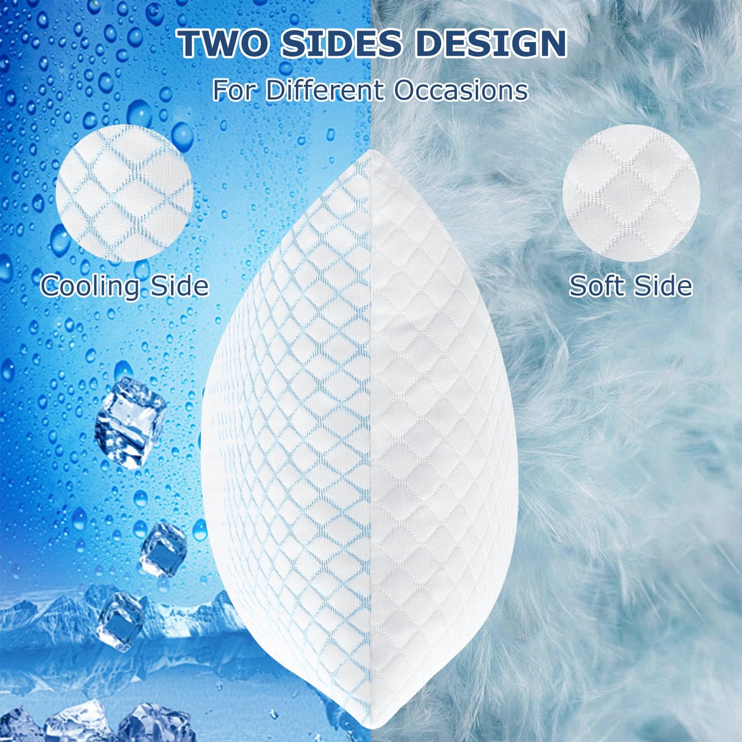 mislili Cooling Pillows King Size Set of 2, Adjustable Firm Shredded Memory Foam King Pillow, King Size Pillows for Stomach Back Side Sleepers, Washable Cover, with Extra Fill