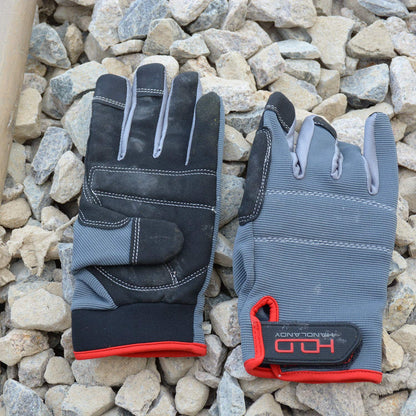 HANDLANDY Mens Work Gloves Touch screen, Synthetic Leather Utility Gloves, Flexible Breathable Fit- Padded Knuckles & Palm (Large)