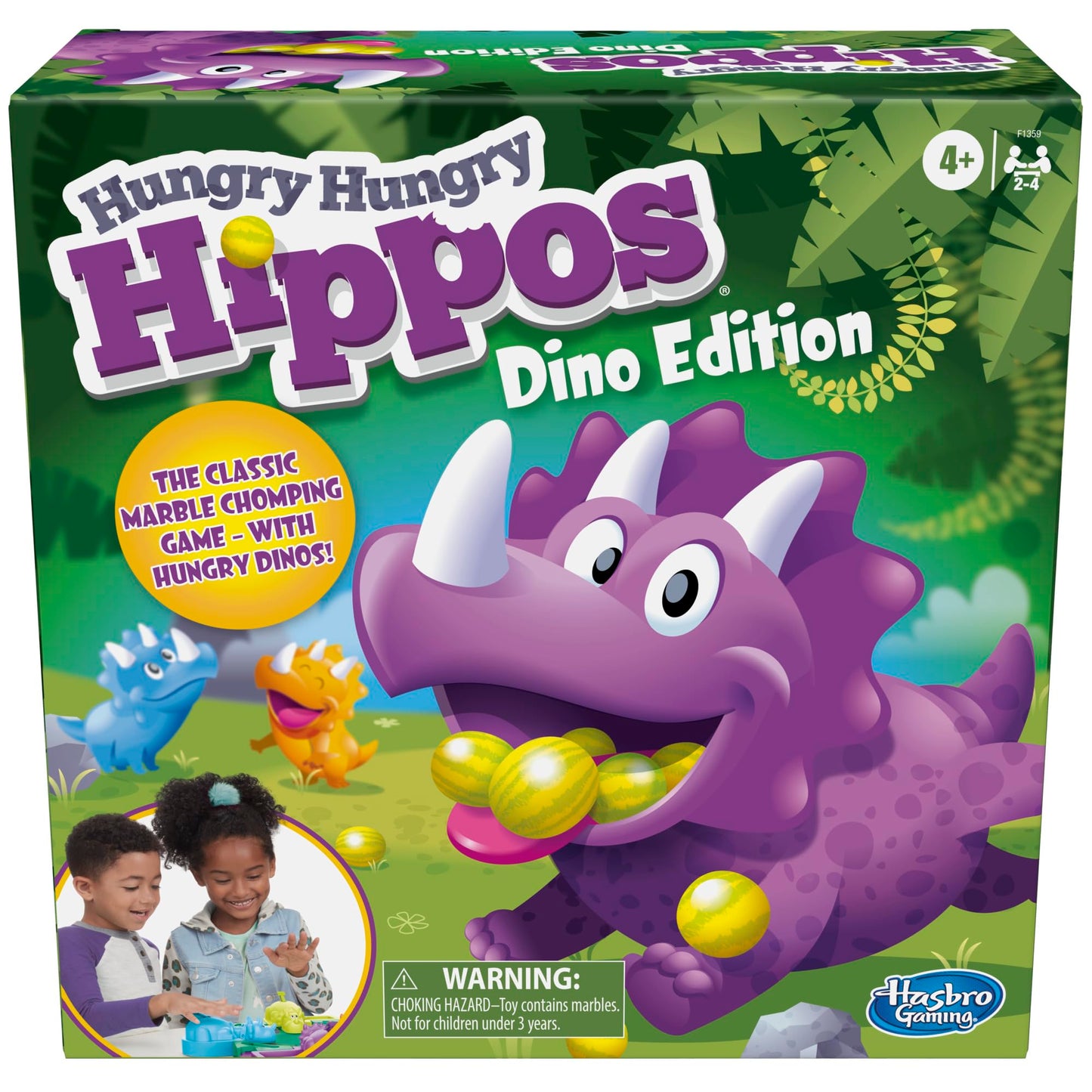 Hasbro Gaming Hungry Hungry Hippos Dino Edition Board Game, Pre-School Game for Ages 4 and Up; for 2 to 4 Players (Amazon Exclusive)