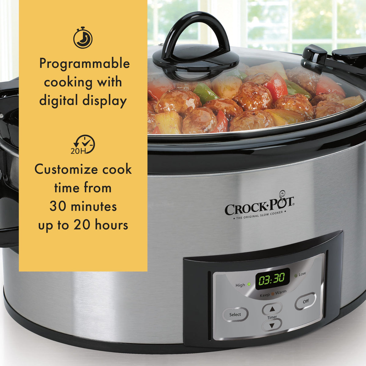 Crock-Pot 6 Quart Cook & Carry Programmable Slow Cooker with Digital Timer Stainless Steel (CPSCVC60LL-S) pack of 1