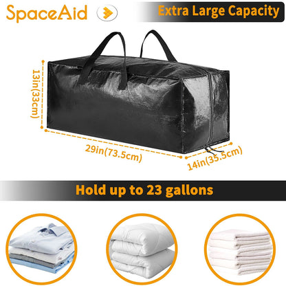 SpaceAid Heavy Duty Moving Bags, Extra Large Storage Totes W/Backpack Straps Strong Handles & Zippers, Alternative to Moving Boxes, Packing & Moving Supplies, Black (8 Pack)
