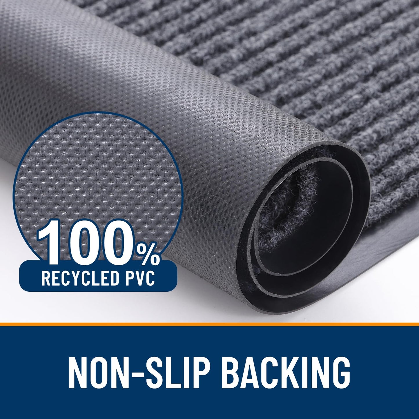 OLANLY Front Door Mat Indoor Outdoor Entrance, 2-Pack 29.5 x 17 Inch, Waterproof Heavy Duty Doormat, Fade Resistant, Low Profile, Easy Clean Patio Porch Welcome Floor Mats for Entry, Grey