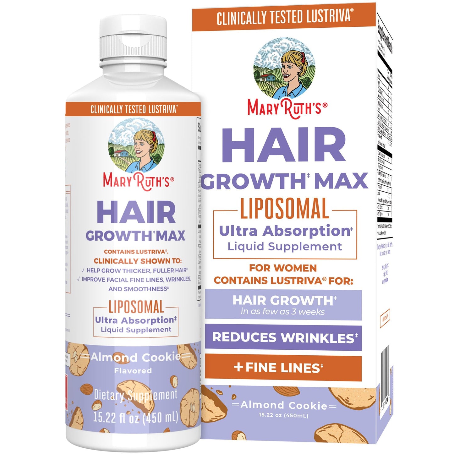 MaryRuth Organics Women's Hair Growth MAX Liposomal | with Lustriva® Biotin 10000mcg Pumpkin Seed Oil| Thicker Hair | Hair Care | Wrinkles, Fine Lines, Skin Care | Ages 18 | 15.22 Fl Oz